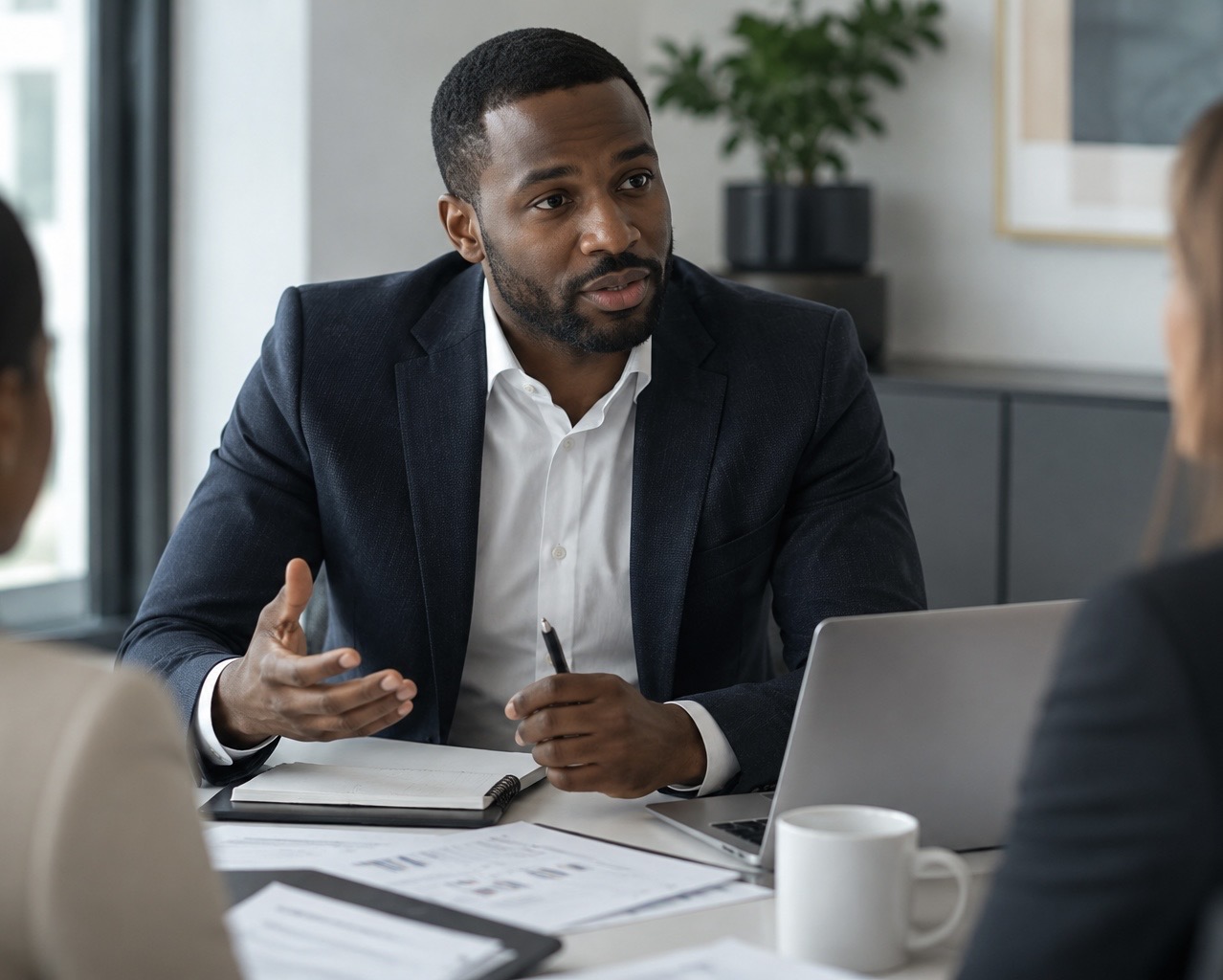 Healthcare consulting professionals in a meeting